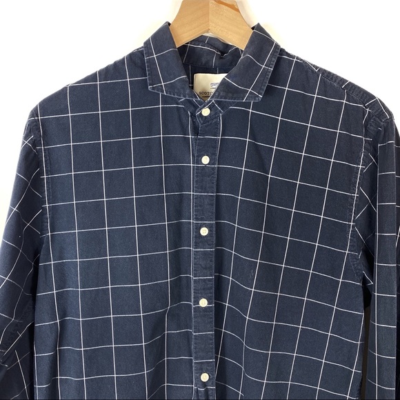 Scotch & Soda Blue with white window pane plaid Button Up Long Sleeve Shirt - Picture 2 of 8